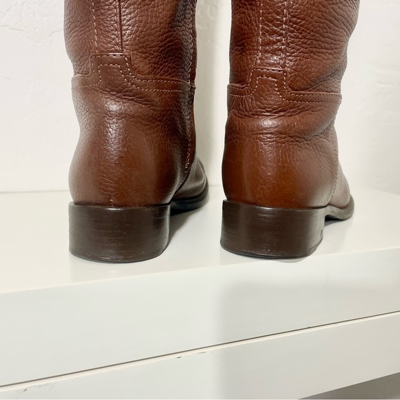 Tory Burch Junction Tumbled Leather Low Heel Knee High Riding Boots - Picture 5 of 16